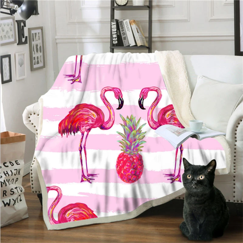 

Blanket Sweatshirt 3D Flamingo Pattern Blanket Sofa Cover 150cmX200cm Hooded Blanket Waterproof Anti-Pilling 100% Polyester