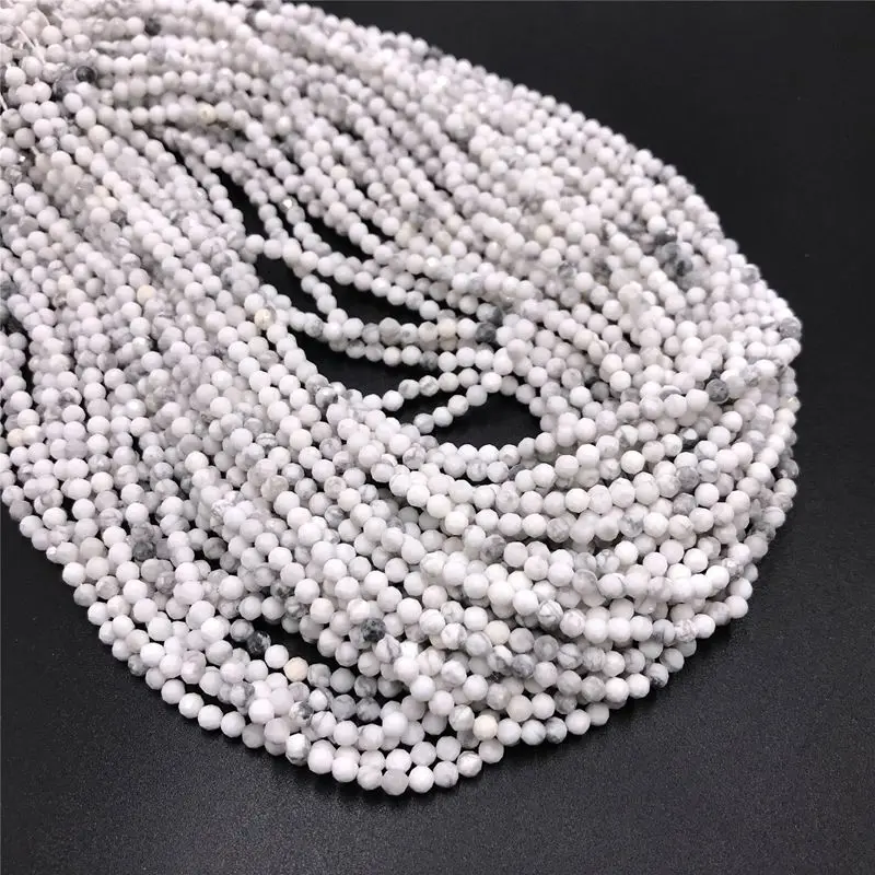 White Turquoise Высокое качество, натуральная африканская бирюза, бусины, размер 2 мм, 3 мм, 4 мм, полудрагоценные камни, камень, граненые бусины, сделай сам, ювелирное изделие - Цвет: White Turquoise