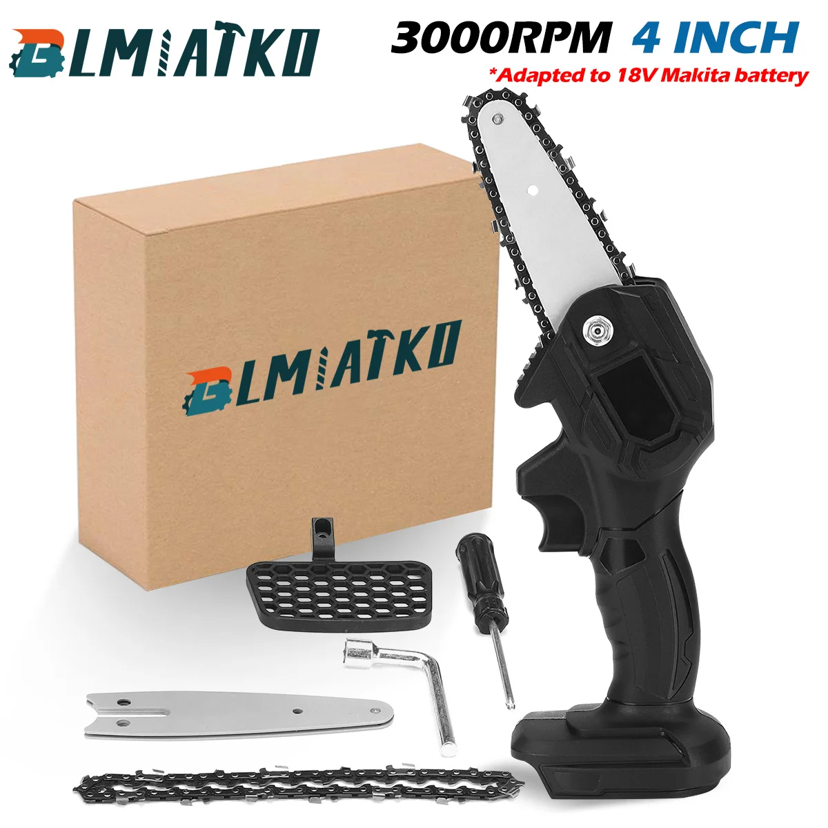 2400w 4inch Mini Chainsaw Cordless Electric Saw Tree Branch Cutter