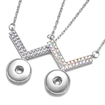 

10pcs/lot 18mm Crystal Snap Pendant Simple Style Wing Snap Charms Necklace jewelry with Chain Woman DIY Jewelry NN-771*10