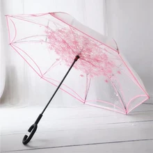Перевернутый складной обратный зонтик двойной слой Unbrella ткань зонты для женщин прозрачный Unbrellas ветрозащитный непромокаемый