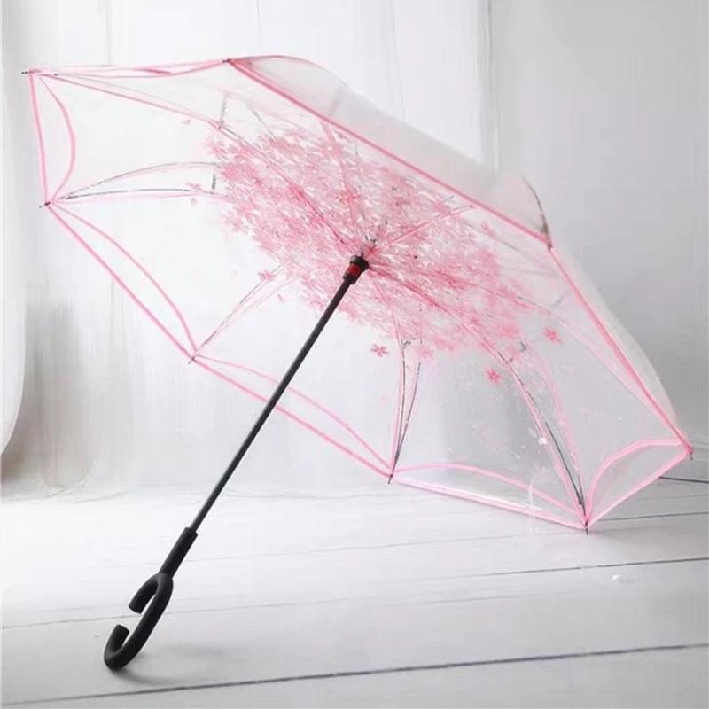 

Inverted Folding Reverse Umbrella Double Layer Unbrella Cloth Umbrellas For Women Transparent Unbrellas Windproof Rainproof