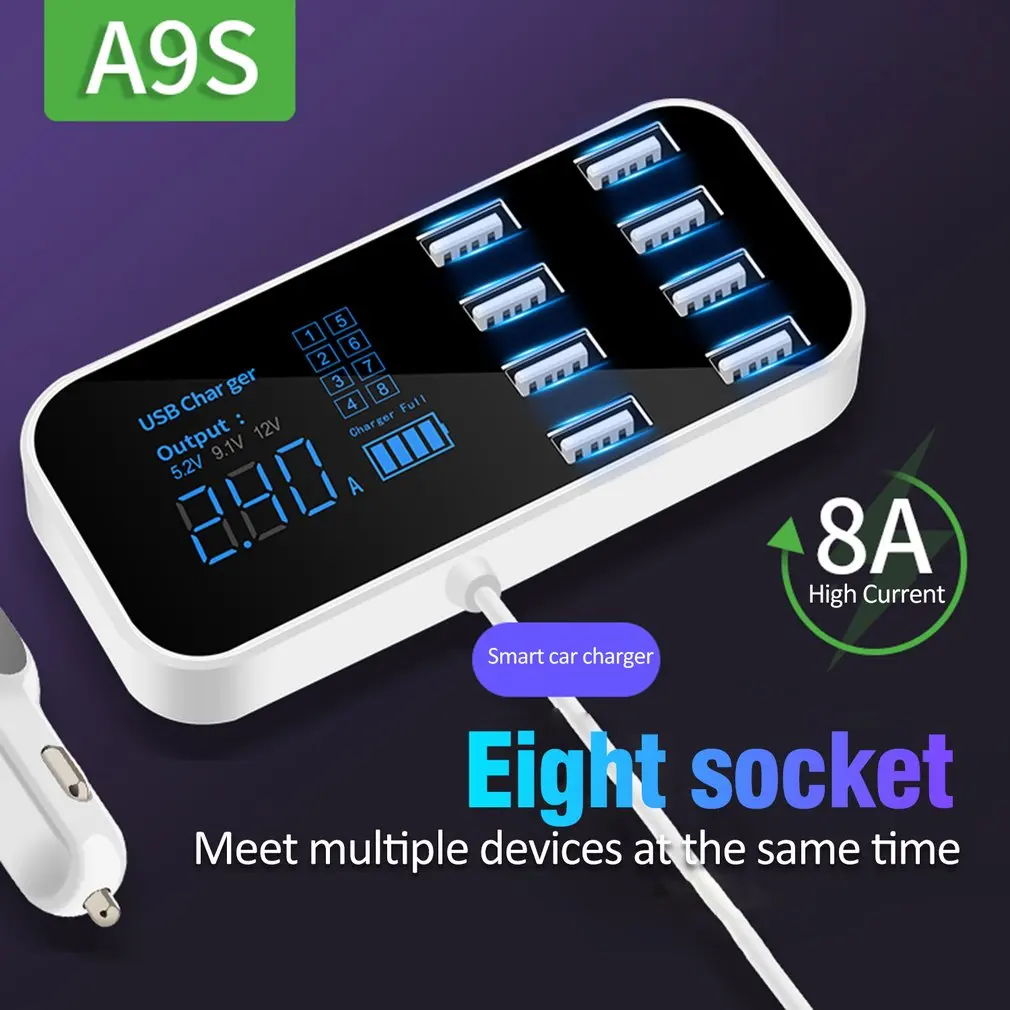 A9S мульти быстрое зарядное устройство USB зарядка несколько 8 USB телефон зарядная станция Универсальный usb-хаб зарядное устройство светодиодный дисплей