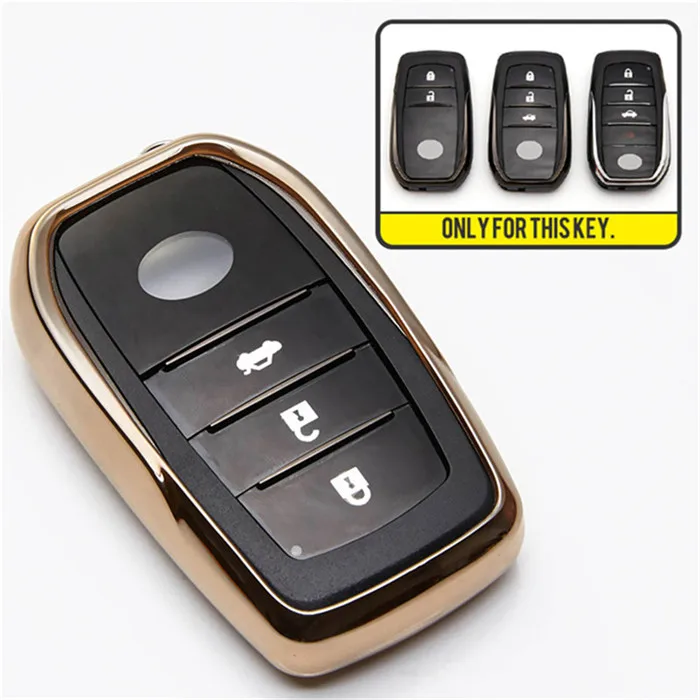 ТПУ защитный чехол для ключа автомобиля крышка для Toyota Rav4 Fortuner Aygo Prado Yaris Camry брелок кольцо оболочки аксессуары - Название цвета: Gold