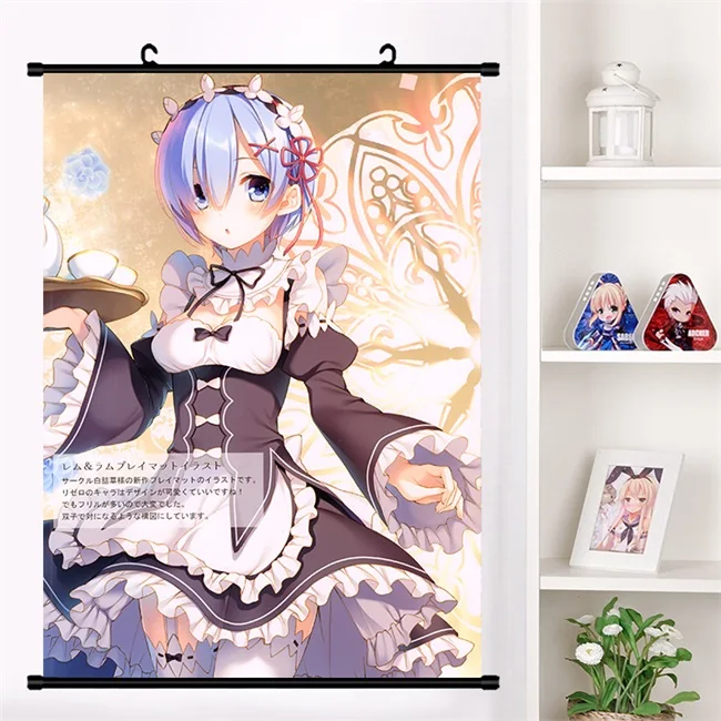 Аниме Re: zero kara hajimeru isekai seikatsu Rem Ram настенная прокрутка настенный плакат коллекция домашнего декора арт-подарки - Цвет: O
