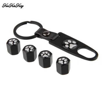 

4 Caps +1 Key Chain Car Wheel Tire Valve Stem Caps Bear Paw Footprint Anti Theft Tyre Valve Dust Caps For Ford Land Rover Jaguar