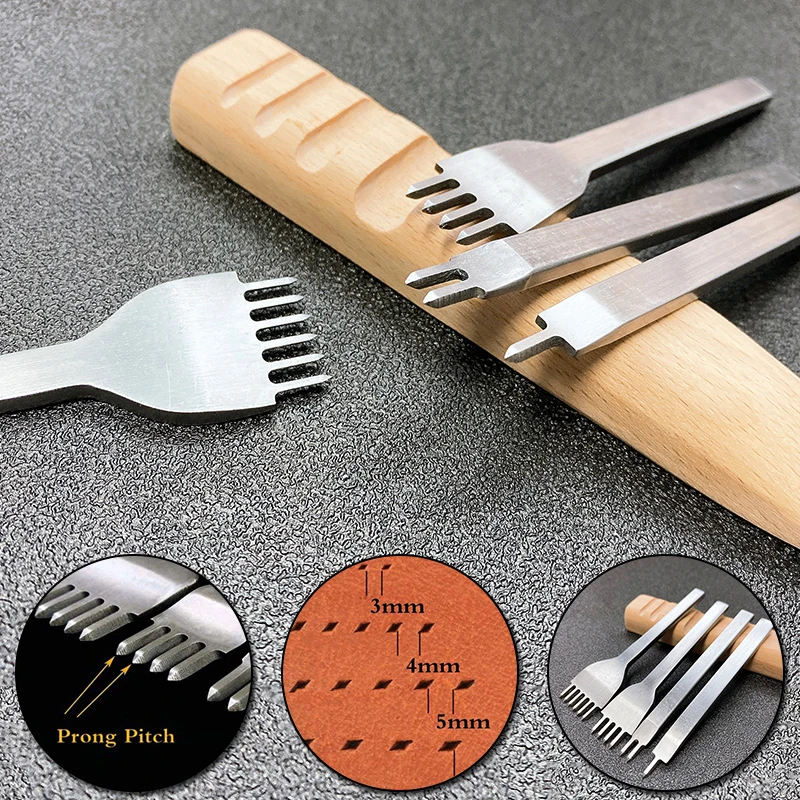 Hole Punches Handmade Leather Tool 1 Pc Home Sewing Punching Lacing Stitching Punch 3/4/5/6mm Leather Craft Tools 1/2/4/6 Prong