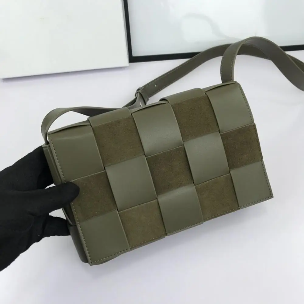 Dark-Green-Villus Роскошная женская сумка, модная тканая сумка через плечо, стильная кожаная сумка из натуральной кожи, сумка на плечо, повседневная сумка с магнитным замком - Цвет: Dark-Green-Villus