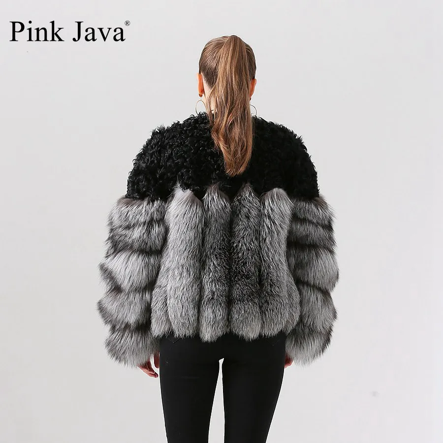 Розовая Java QC19023 Новое Поступление Женское зимнее плотное меховое пальто куртка из натурального Лисьего меха горячая Распродажа модное пальто куртка из натурального овечьего меха
