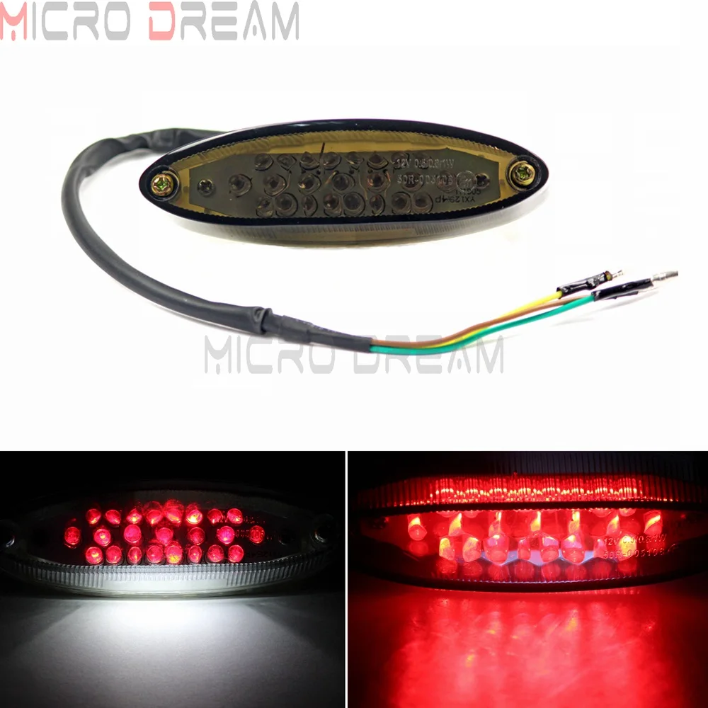 E-Marked 12V Универсальный светодиодный тормозной Стоп задний Светильник w/лампа номерного знака для KTM Honda Yamaha Suzuki ATV Dirt Bike красный - Цвет: Smoke