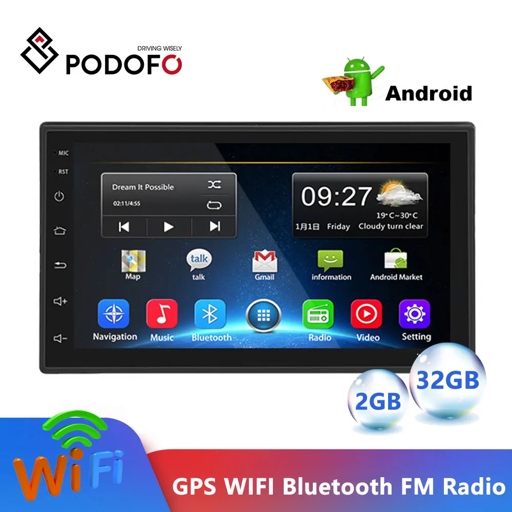 Podofo Android 2Din 2.5D samochodowe multimedia odtwarzacz MP5 Radio GPS Wifi Autoradio 7 Podofo Android 2Din 2.5D samochodowe multimedia odtwarzacz MP5 Radio GPS Wifi Autoradio 7