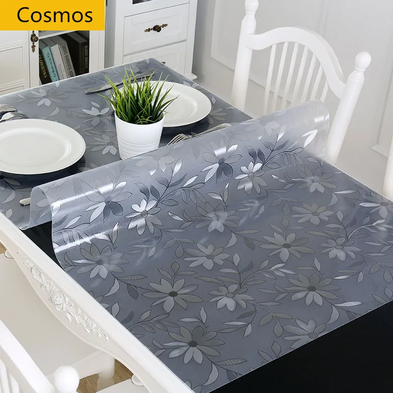 

PVC Tablecloth Waterproof Table cloth Transparent Table Cover Mat Kitchen Pattern Oil cloth Glass Soft Cloth Tablecloth 1.0m