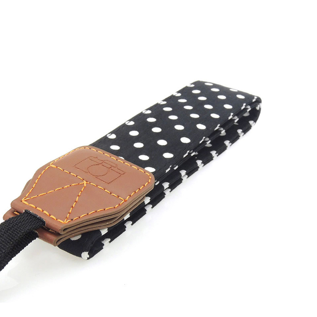 38cm Cotton Retro Polka Dot Camera Shoulder Belt adjustable Neck Photo Strap PU leather For SLR/DSLR Camera #734