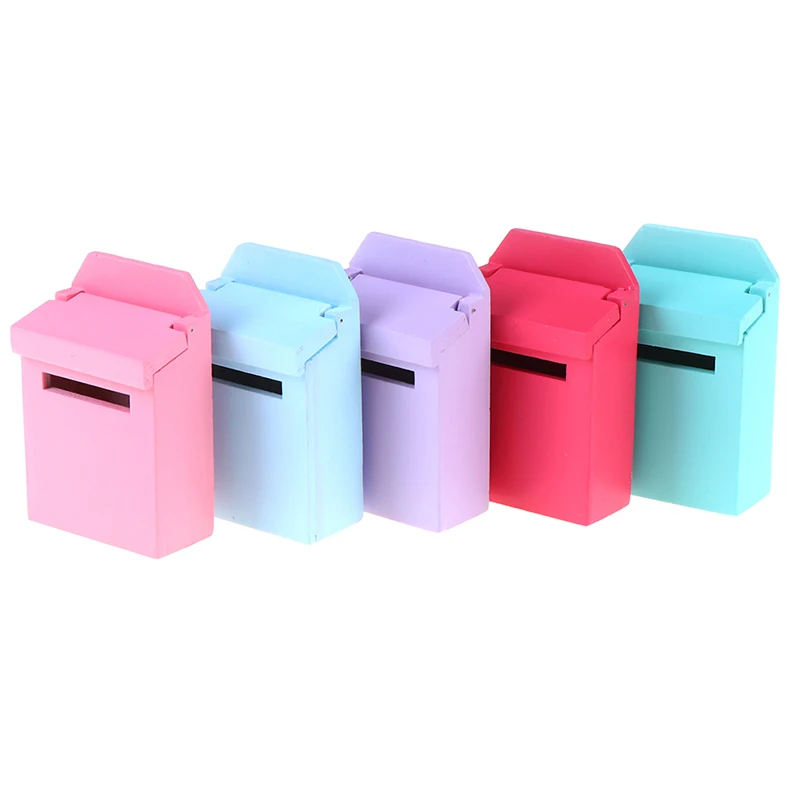 1 шт. 1/12 масштаб деревянный почтовый ящик с наклейкой кукольный домик Миниатюрный для сказочных садовых дверей Декор Детская мебель игрушки 6 цветов