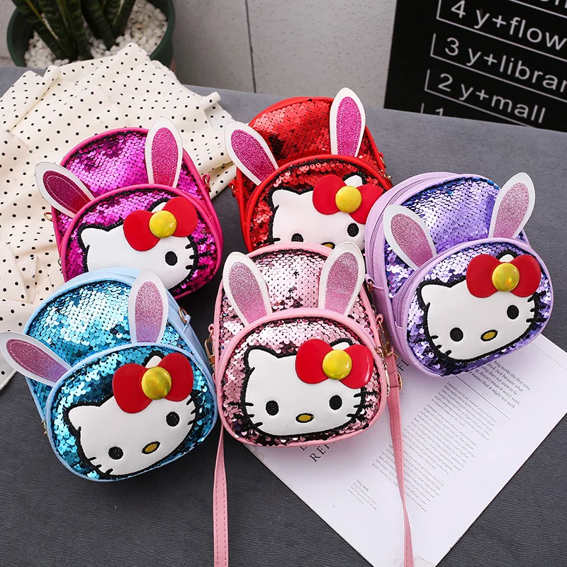 

Winter New Style Embroidered Sequin Bow Cartoon Kitten Children Backpack Trend Adorable Baby Kindergarten School Bag