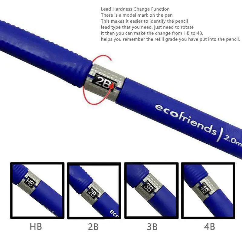 Juego de lápices mecánicos de 2,0mm, lápices automáticos 2B Con recargas de plomo de Color/negro para dibujo de borrador, escritura, artesanía, Boceto artístico