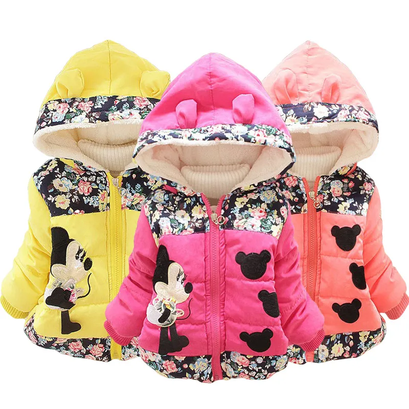 

Girls Jacket Cotton Warm Mickey Minnie Jacket For Baby Girls Autumn Winter Girls Coat Lovely Kids Outerwear Children Clothes