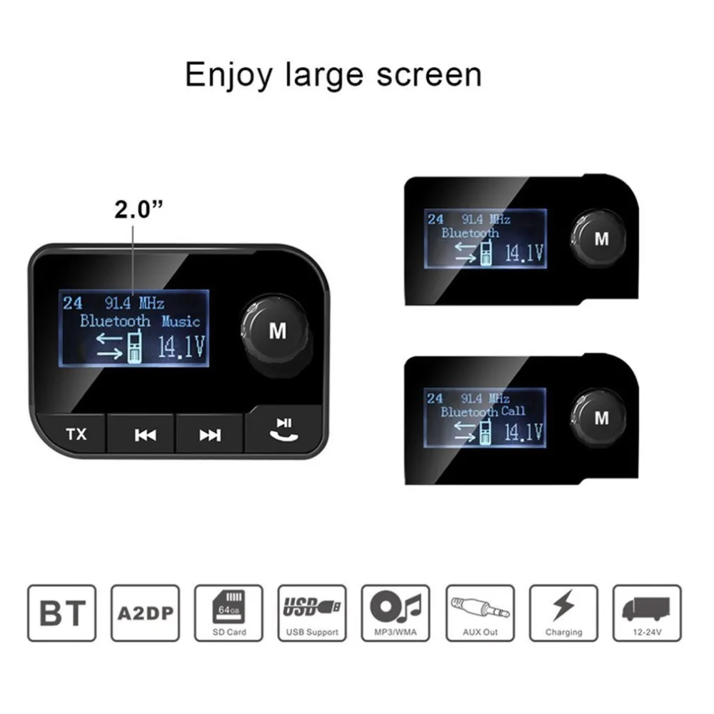 Беспроводной Bluetooth fm-передатчик, fm-модулятор, Автомобильный MP3-плеер с поддержкой TF, USB зарядное устройство, цифровой дисплей, автомобильный аксессуар