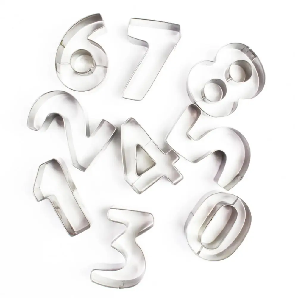 Cookie Cutter Baking Mold Cookie Mould 9Pcs 0-9 Number Shape Cookie Biscuit Cutter Mould Stainless Steel Baking Mold