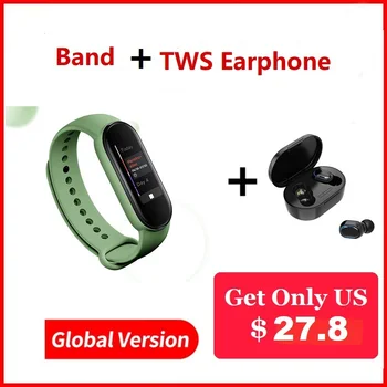

Band 5 13 Languages With Earphone Airdots Smart Bracelet Bluetooth 4.2 Heart Rate Monitor Tracker IP67 Waterproof 0.96inch OLED