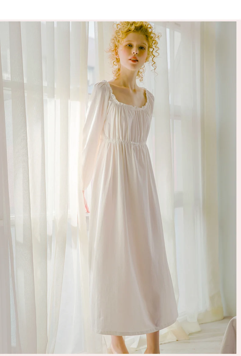 Новое Женское платье в стиле Лолиты, ночная рубашка принцессы с рюшами, винтажная хлопковая ночная рубашка с длинным рукавом, ночная рубашка в викторианском стиле, ночная рубашка для отдыха
