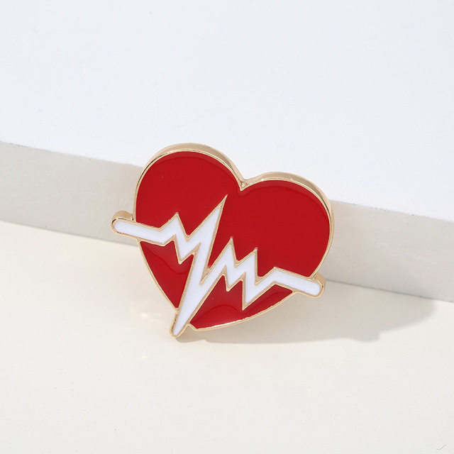 Sale Medical Medicine Brooch Pin Stethoscope Electrocardiogram Heart Shaped Pin Nurse Doctor Backpack Lapel Enamel Jewelry