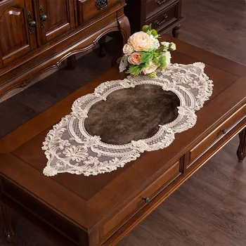 

Three-dimensional Embroidery Table Runner Luxury Table Mat Tablecloth Lace Decorative Cloth Mariage Champetre Decoration