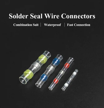 

20/50/100pcs SST Heat Shrink Butt Wire Connectors Waterproof Tinned Copper Solder Seal Kit Terminals Set electrical butt splice