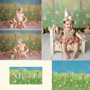 

NeoBack Oil Painting Spring Flowers Photo Props Studio Booth Background Newborn Baby Kids Photography Backdrops For Photo Studio