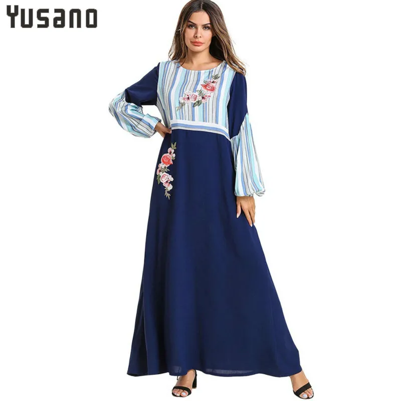Muslim Dresses and Abaya for Women Maxi Dress Casual Kaftan Long Dress Woman Party Night Vestidos Embroidery Plus Size Dress 4XL