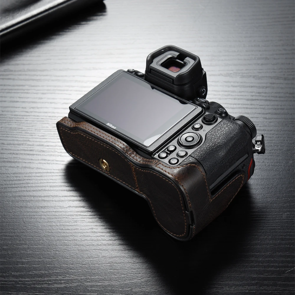 ニコンz5,z6ii,z7 ii,ヴィンテージ用の手作り本革カメラケース