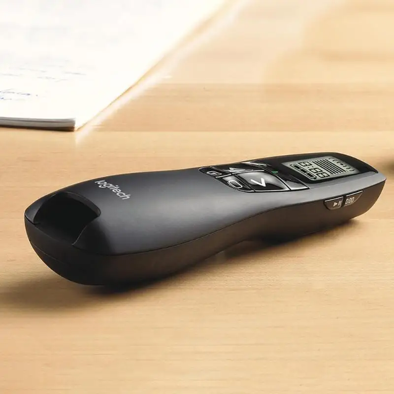 Logitech R800 2,4 ГГц Беспроводной ведущий PPT дистанционный пульт с lcd указатель w для съемки под водой портативная Зеленая лазерная указка перо для PowerPoint