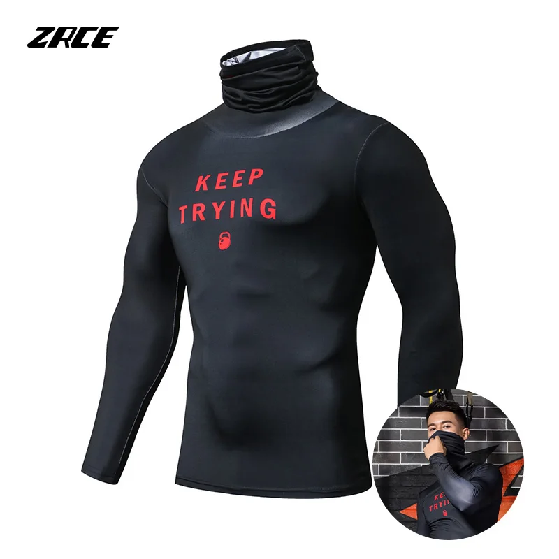 ZRCE модная мужская Спортивная футболка для бега фитнеса компрессионная