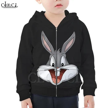 

CLOOCL Newest Family Fitted Cartoon Anime Bugs Bunny Zipper Hoodies Boy Girl 3D Print Children Zipper Hooded Fashion Casual Tops