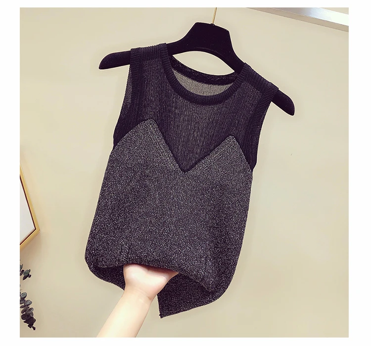 O-neck sleeveless knitted tank top women modis slim basic tops Korean all match Pullover autumn and summer new arrival