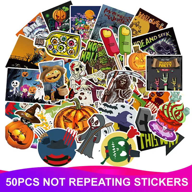 50 шт./Pac мультфильм Hallowee наклейка s водонепроницаемый ПВХ чемодан для скейтборда ноутбук багаж наклейка s Дети награда девушка DIY стикер игрушка