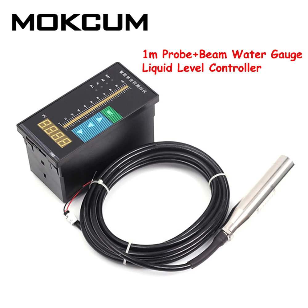 1m Probe Version AC220V воды Датчик уровня жидкости Цифровой Дисплей метр 1m Probe луч для измерения уровня воды регулятор уровня жидкости 4-разрядный светодиодный цифровая трубка Дисплей - Цвет: 1m Probe Version