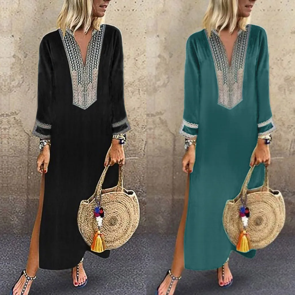 Осеннее платье зимнее vestidos женское с рукавом осенне-зимнее Длинное Макси-кафтан