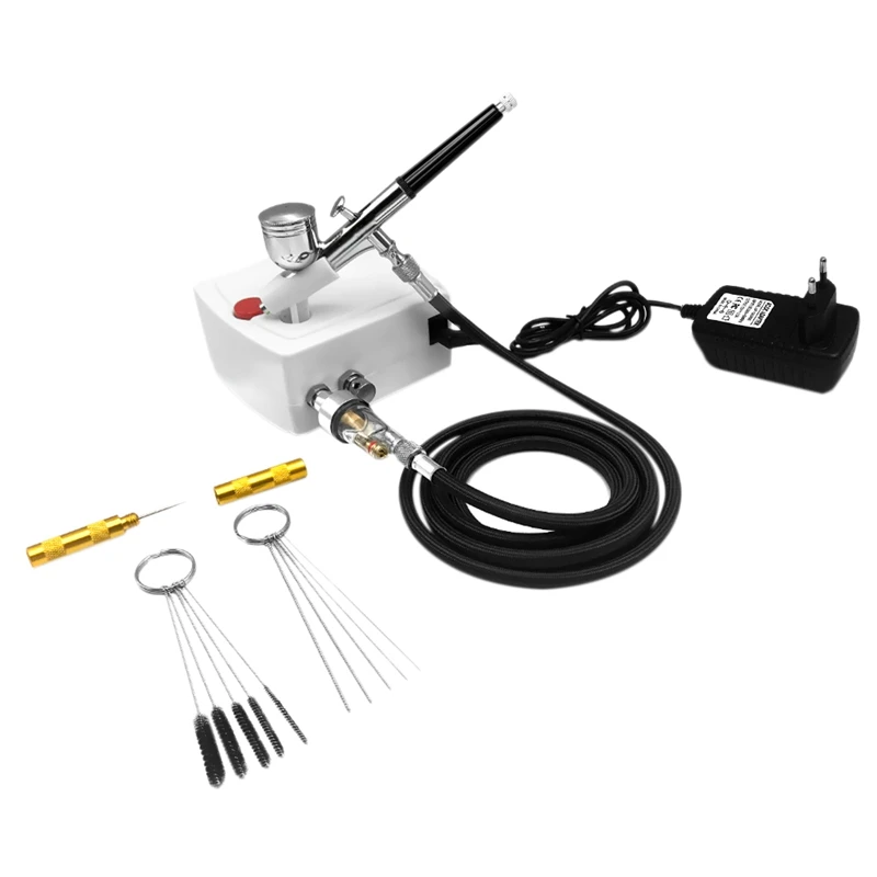 

Mini Dual Action Airbrush Compressor Set for Nails Kit Modeller Spray Airbrush Tool Cake Decoration EU Plug