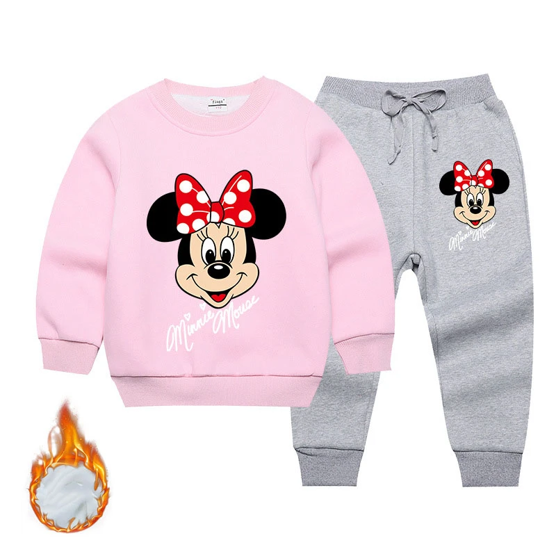 Conjunto de terciopelo para niña pequeña, ropa deportiva de Mickey Minnie Mouse, suéter de dibujos animados para bebé, de dos piezas, invierno, 2021|set de ropa| - AliExpress