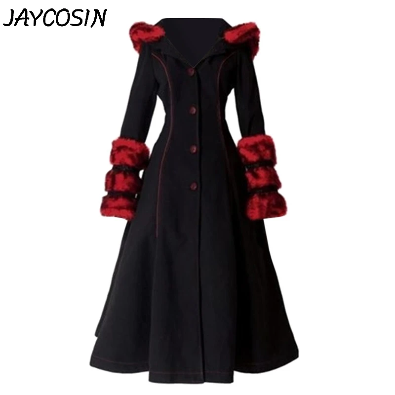 

JAYCOSIN Women Woollen Coat Button Woolen Collar Lace-up hooded Coat Jacket Ladies Parka Overcoat Autumn Winter Outwear casaco