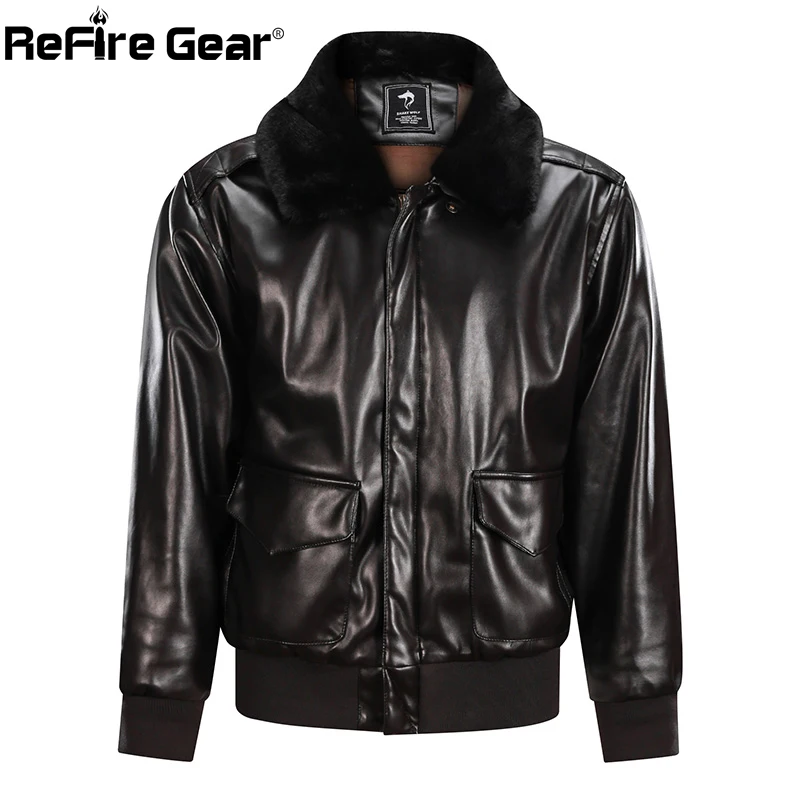 Refire gear, зимняя куртка-бомбер из искусственной кожи, куртки для мужчин, армейский солдат, тактические куртки MA-1, военный пилот, меховой воротник, толстые теплые пальто