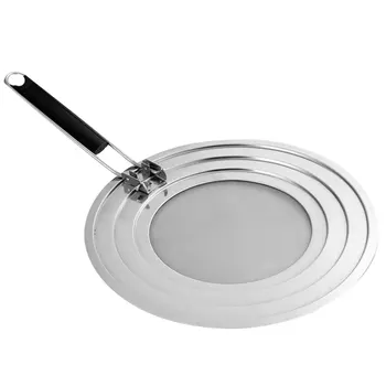 

Stainless Steel Filter Lid Plastic Handle Collapsible Explosion-proof Oil Cover Oil Screen Cover Oil Separator Cover (30cm Silve