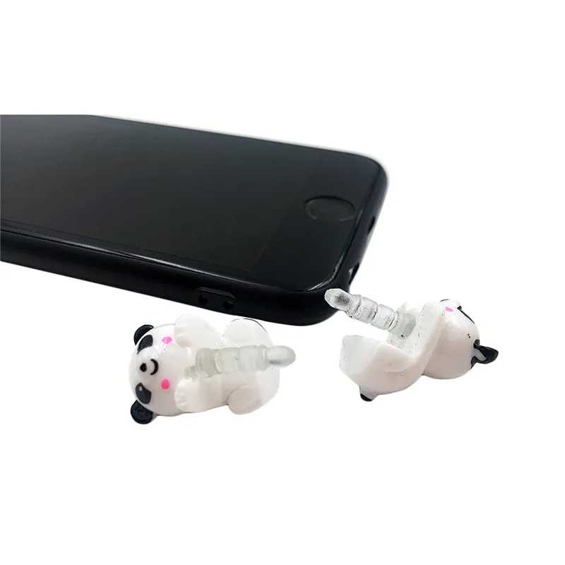 3.5mm Port Dust Plug Cute Animal Headset Music Stopper Mobile Phone 3.5 Jack Decor Small Panda Cartoon Dust Plug Headphones
