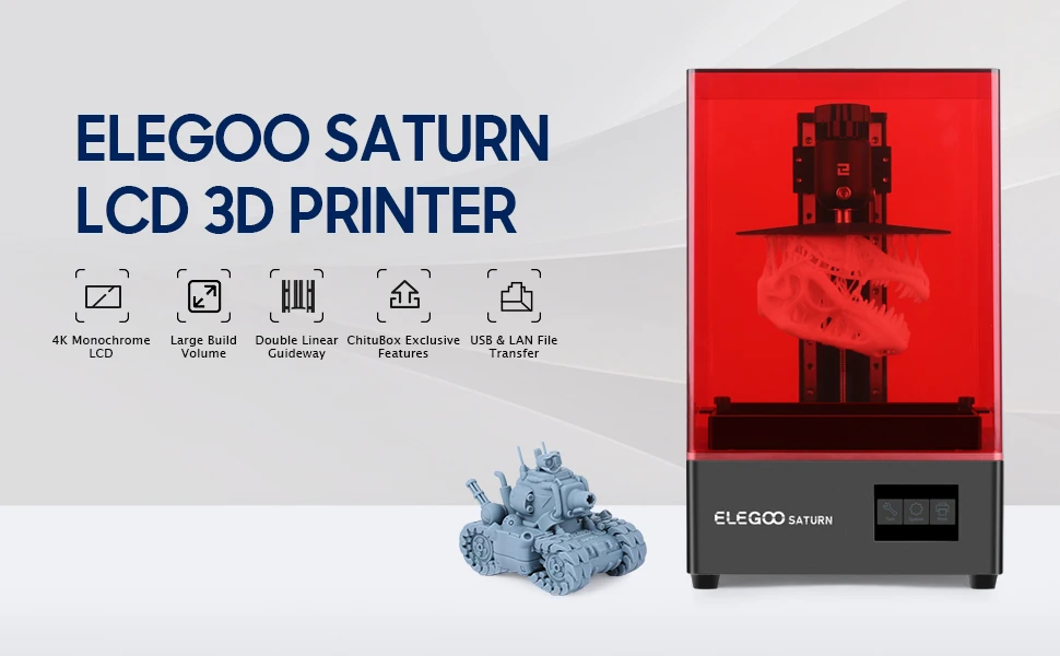 ELEGOO impresora 3D SATURN Mono MSLA, máquina de impresión UV de 8,9  pulgadas, LCD, monocromo, resina, 192x120x200mm|Impresoras 3D| - AliExpress