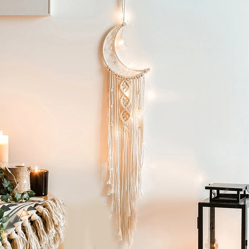 Macrame Moon Dream Catcher Wall Hanging