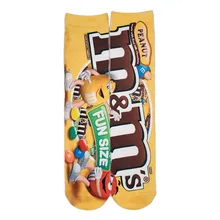 3D Art Print Cotton Socks Unisex Potato Chips Chocolate Fruit Candy Print Socks Funny Socks For Men