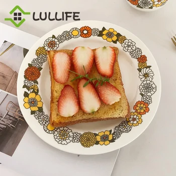 

Flower China Bone Plate Round Dinner Plates and Dishes for Party Wedding Charger Plates Home Dinnerware Set Western Dessert Dish