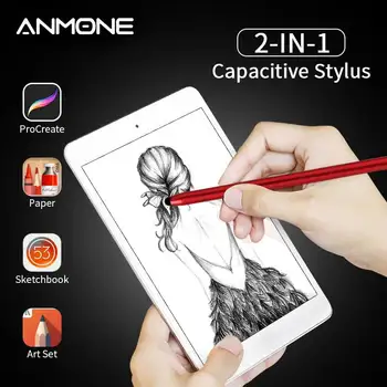 

ANMONE 2 in 1 Stylus Pen For Apple iPad Pro 11 12.9 Capacitive Screen Touch Pencil Drawing Pen for Tablet Android Smartphone