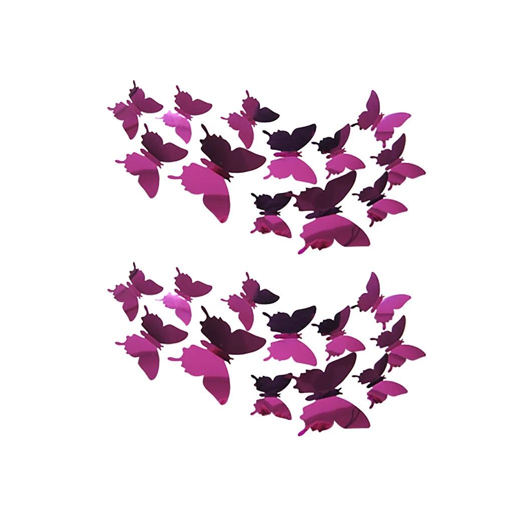 

Butterfly Silver Mirror Decoration Home Room Art 3D DIY Wall Stickers 24PCS